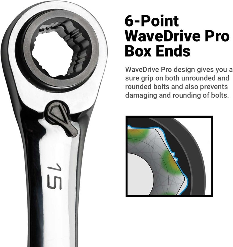 Capri Tools 4-in-1 120-Tooth Box End Reversible Ratcheting Wrench, 5/16, 3/8, 7/16, 1/2 in., SAE - Image 4